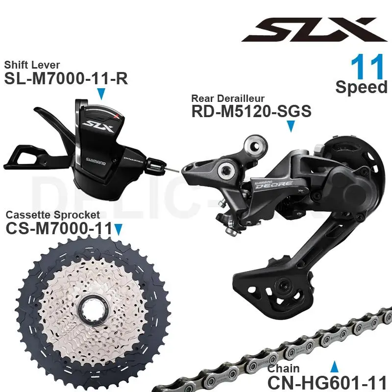 

Shimano 11v Groupset with SLX M7000 Shifter Cassette Sprocket and DEORE RD-M5120 Rear Derailleur 11-speed HG601 Chain Original