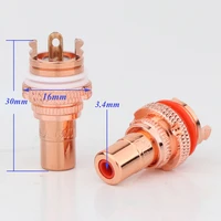 4pcs rs3016 red copper plated hifi audio rca terminal sockets rca socekt chassis connector for cd amplifier