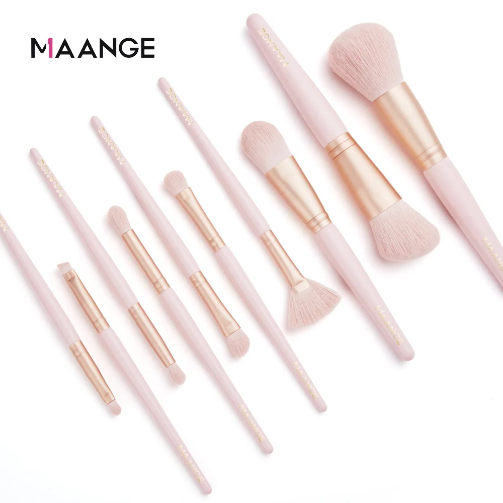 Набор кистей для макияжа MAANGE Pro 10 шт. натуральные мягкие волосы косметические