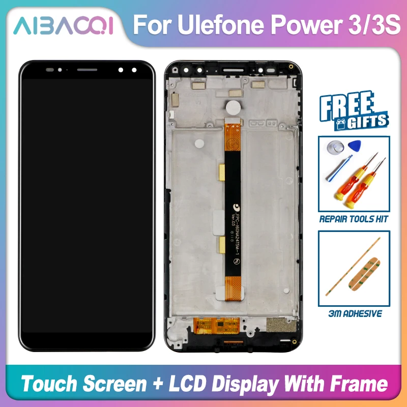 AiBaoQi 6,0 дюймовый сенсорный экран+ 2160X1080 ЖК-дисплей+ рамка в сборе для Ulefone power 3/power 3s Phone
