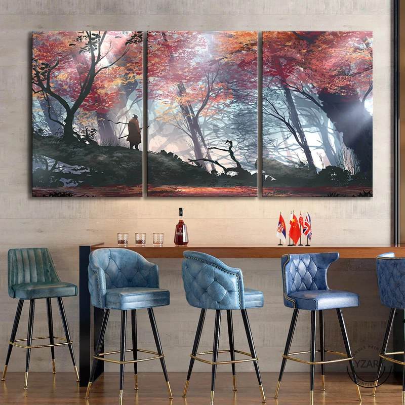 

Японский самурай в лесу пейзаж 5d diy алмазная живопись 3 шт. Алмазная вышивка квадратная Круглая Мозаика N667