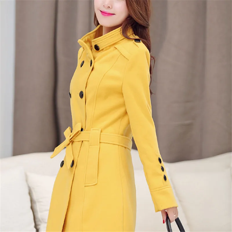 Женское шерстяное пальто двубортное большого размера Осень-зима 2019 | Женская