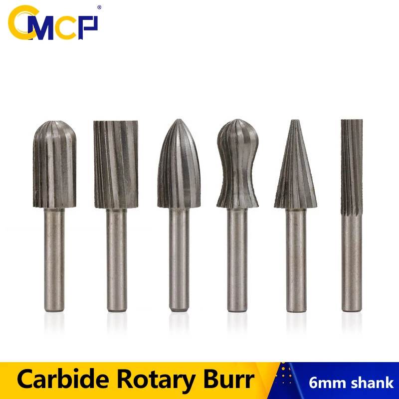 

CMCP Tungsten Steel Rotary Burr 6mm Shank Rasp Burr Wood File Metal Engraving Grinding Bit