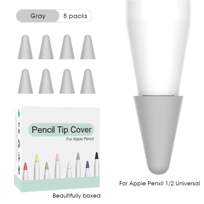 8 шт. один цвет мягкий силиконовый сменный наконечник подходит для Apple Pencil 1-й 2-й Высокочувствительный стилус запасная ручка для карандаша 2