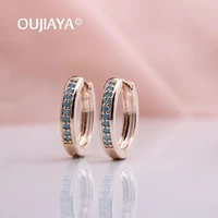oujiaya new luxury 585 rose gold dangle earrings women drop earrings round green color natural zircon fashion jewelry gift a176