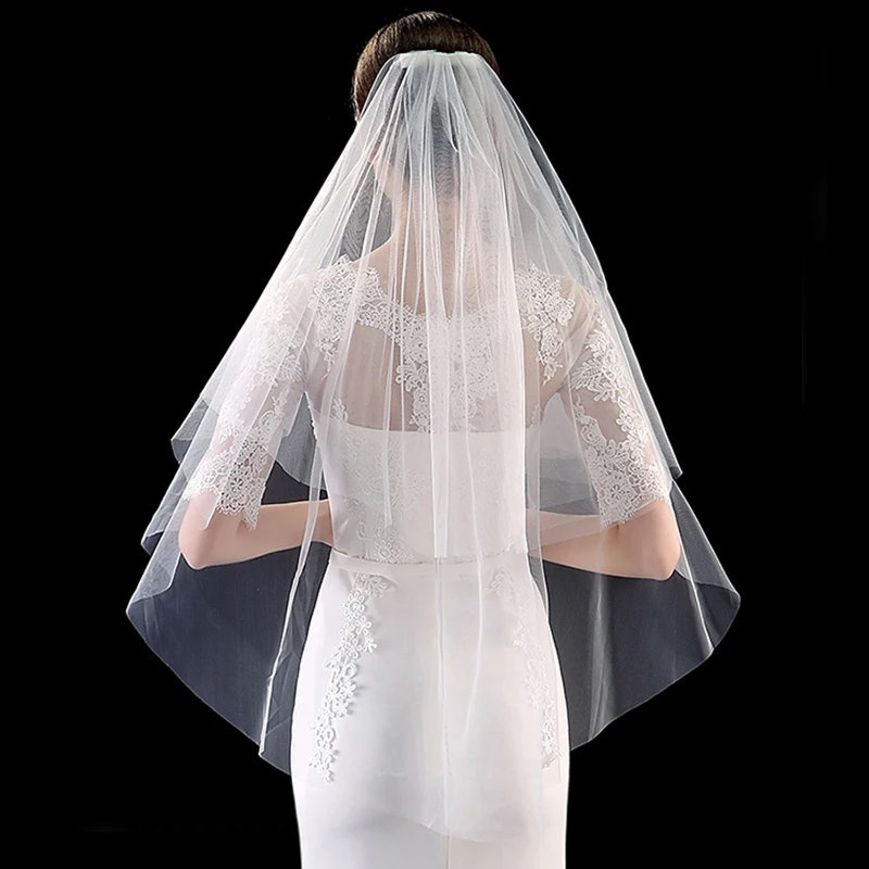 Свадебная фата аксессуары для невесты двухслойная расческа волос простая белая