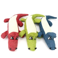 dog toy linen plush crocodile animal toy dog chew squeaky toy cleaning teeth 3 colors 5x28cm pet toy