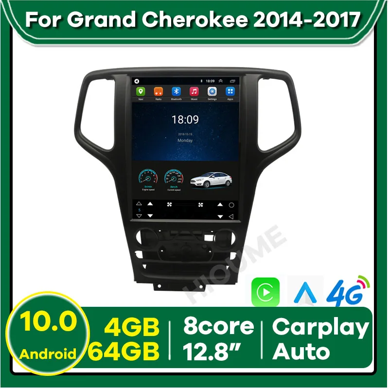 

12.8" Android10 Vertical Screen 4+64G Car Multimedia Player GPS Navigation for JEEP Grand Cherokee Radio 2014-2017 CarPlay DSP