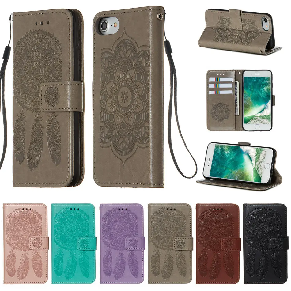 Милый чехол бумажник с цветком Ловец снов для Apple iphone 11 Pro XR X XS Max 6 6S 7 8 Plus