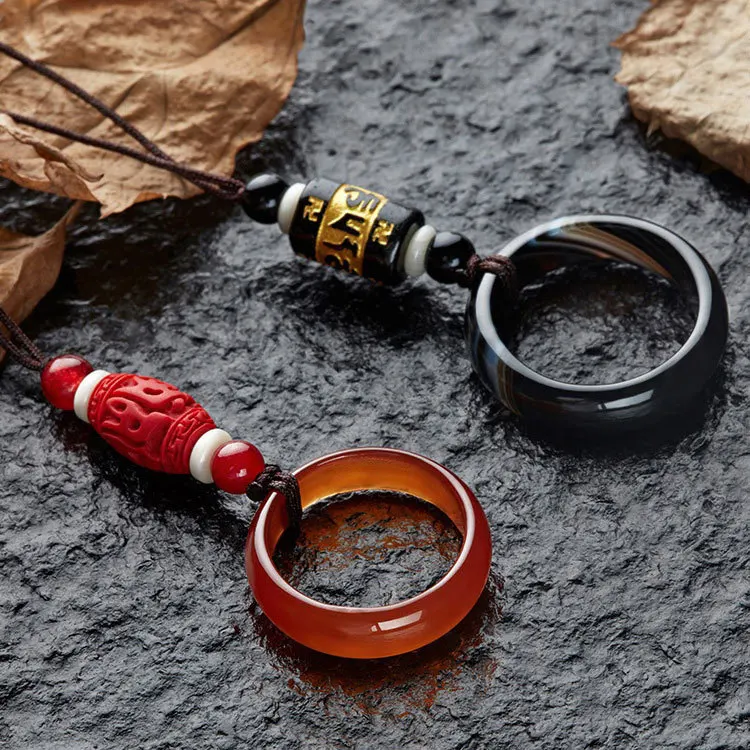 

Original DIY jade mobile phone lanyard agate unisex ring accessories Chinese style pendant couple gift ring mobile phone chain
