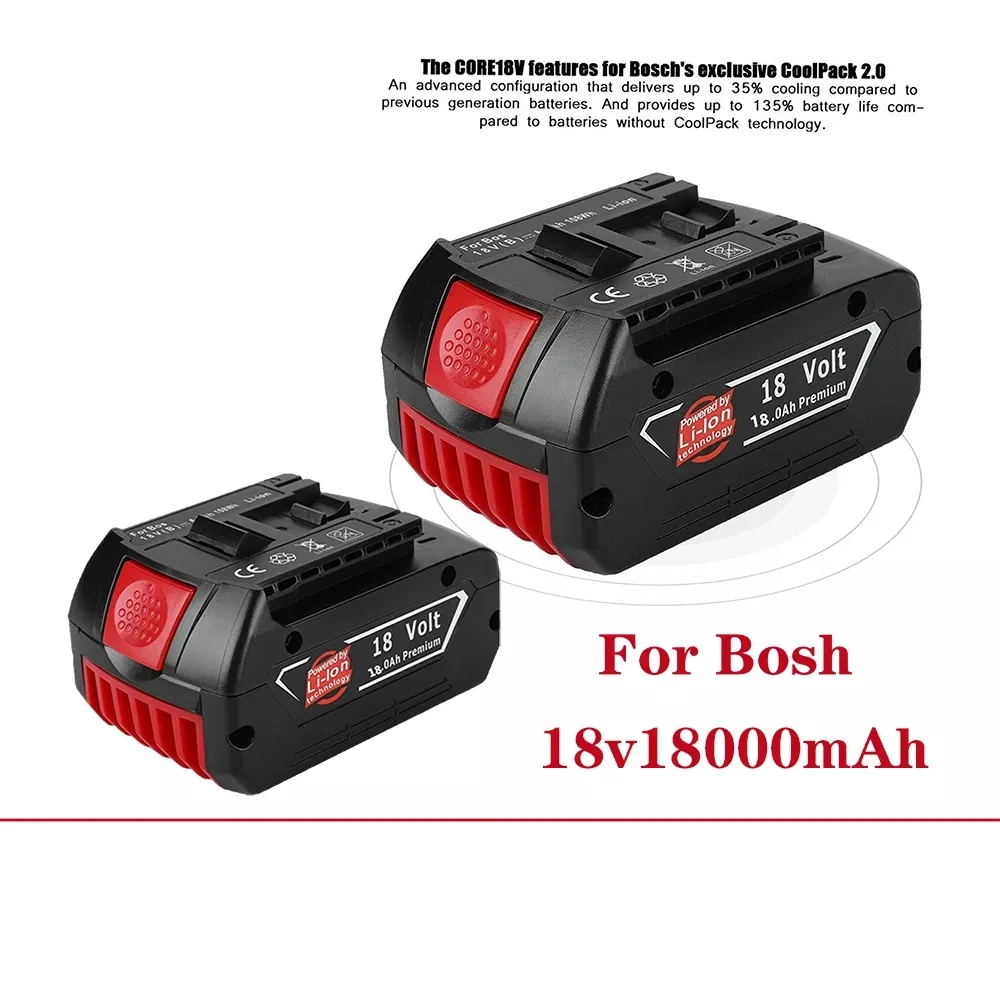 

2021 18V 18000mah Rechargeable Battery For Bosch 18V Battery Backup 6.0A Portable Replacement For Bosch BAT609 Indicator light
