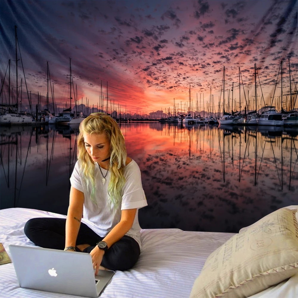 Гобелен с надписью Let your dream гобелен для спальни парусной тематикой Пляжное