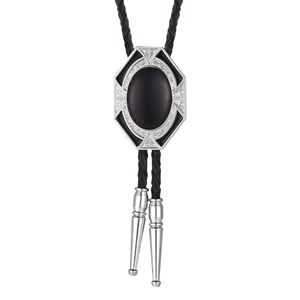 Ковбойский галстук боло в западном и американском стиле, свадебные аксессуары, галстук-бабочка, шестигранный кожаный ошейник из цинкового сплава с натуральным драгоценным камнем