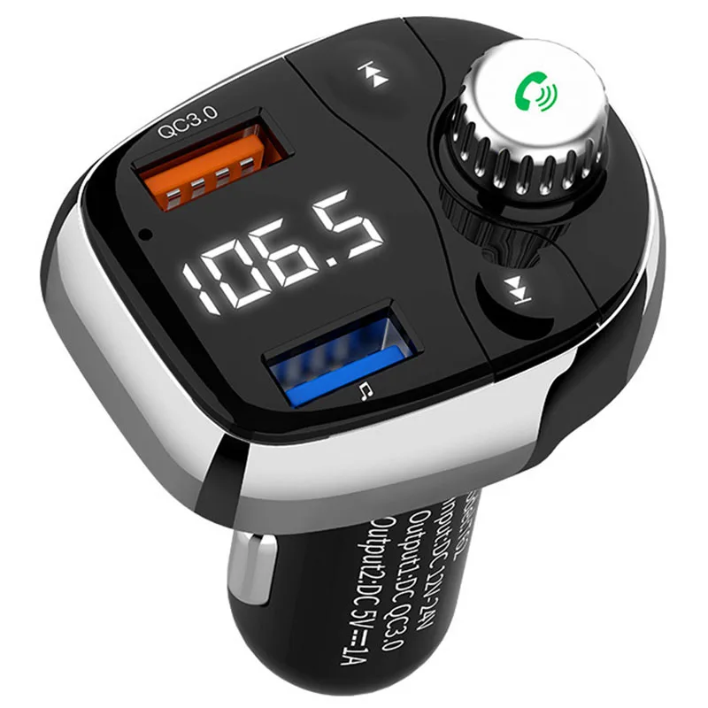 

T62 Bluetooth Wireless Handsfree Car Kit MP3 Player QC3.0 USB Charger FM Transmitter