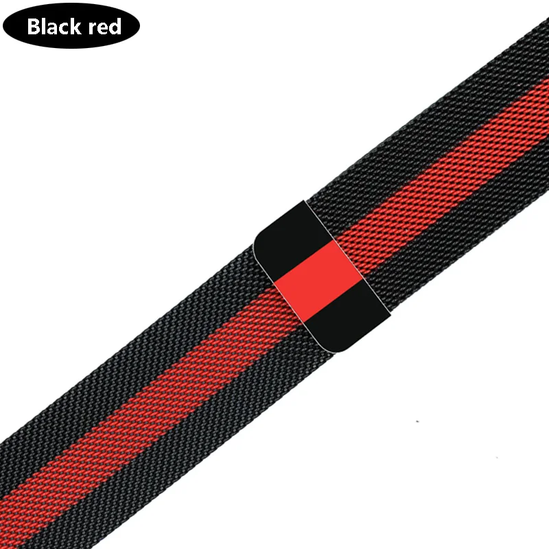 Ремешок для apple watch 4 3 5 42mm 44mm apple watch band Миланская петля металлическая сетка ремешок для часов iwatch series 5 4 - Цвет ремешка: Black red