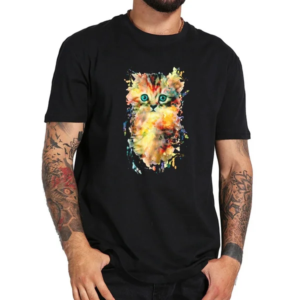 

kitten Men Printing Tees Shirt Short Sleeve T Shirt Fitness O-Neck Fashion Causal T-shirts Summer