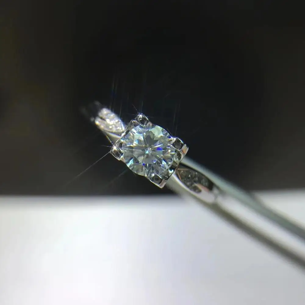 Kkmall магазин круглое серебряное кольцо с муассанитом 0.50ct D VVS роскошное ювелирное
