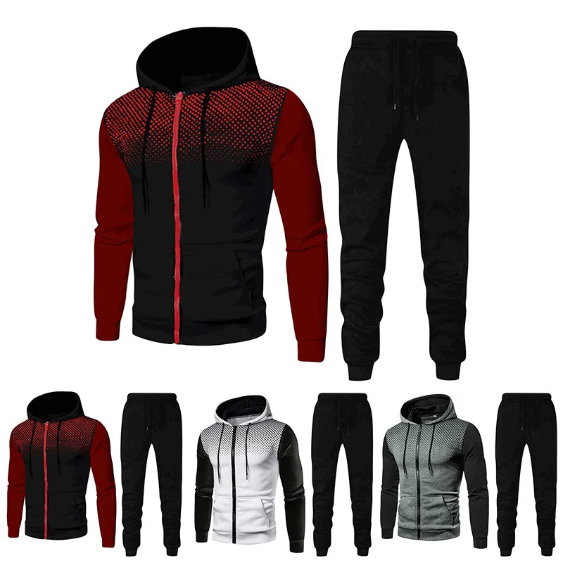 

2022 Spring And Autumn New Men's Zipper Hoodie Suit + Pants Two-Piece Casual Sportswear Men's Sportswear Gym Pullover