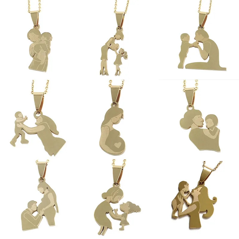 Новое семейное ожерелье из нержавеющей стали для женщин золотого и серебряного