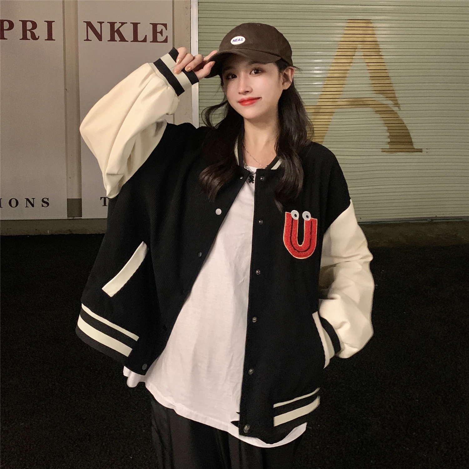 

Will firm offers ~ # 3178 American baseball uniform coat restoring ancient ways female loose sports leisure jacket ins