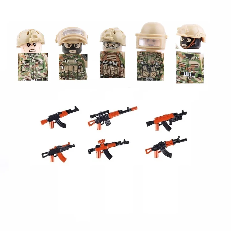 Русский Альфа современный военный солдат спецназа Строительные блоки мини военное оружие части кирпичные игрушки