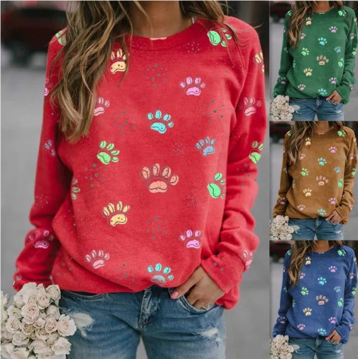 

Женский свободный пуловер с длинным рукавом и круглым вырезом