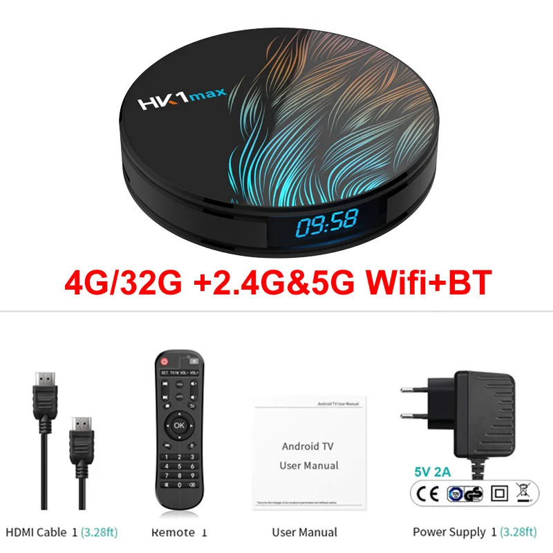 4G 32G HK1 MAX Smart Android 9,0 ТВ приставка RK3318 4GB 64GB 1080p BT 4,0 4K 2,4G+ 5G Wifi Поддержка Google Play Store Netflix Youtube плеер - Цвет: 4G 32G