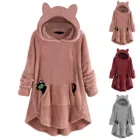 Женский флисовый пуловер с длинным рукавом и карманами на пуговицах