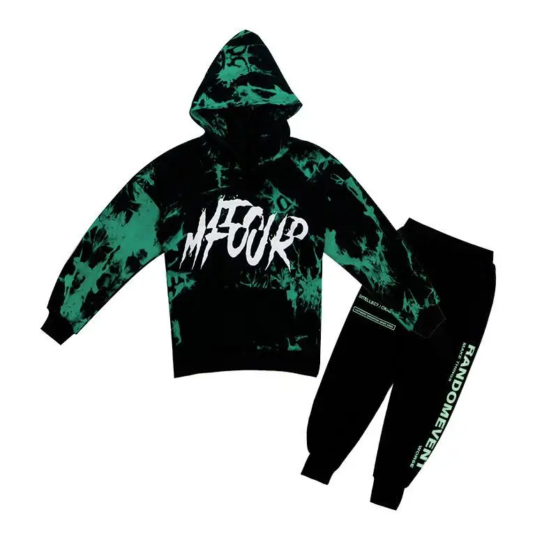 

Boys Hip Hop Suit 2019 Spring and Autumn New Teenage Boy Sports Long-sleeved Blouses + Pants Two-piece Suit Halloween Costume
