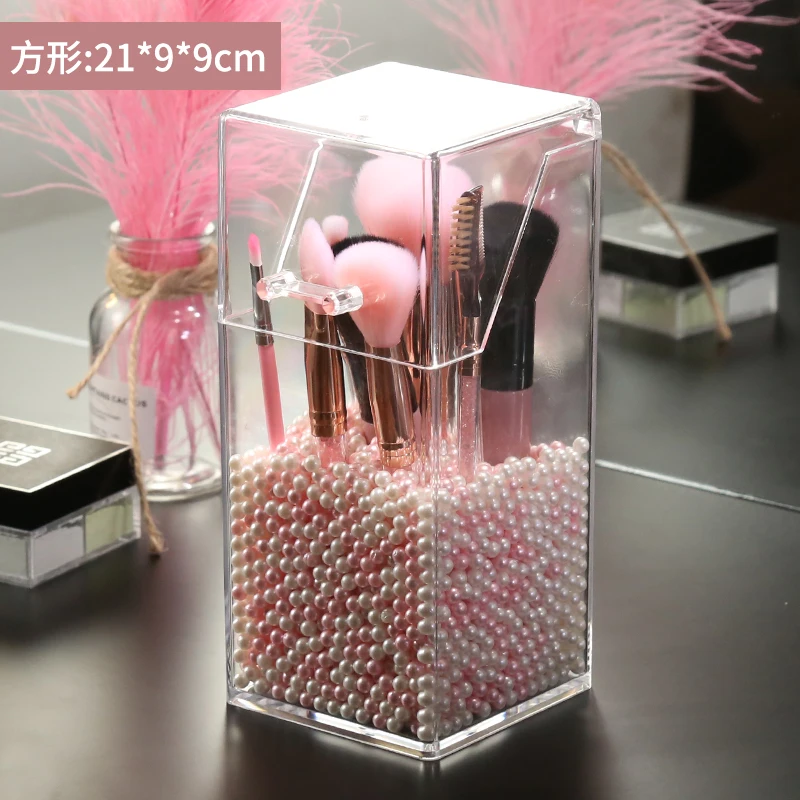 Multi-style Acrylic Makeup Organizer Cosmetic Holder Makeup Tools Storage Pearls Box Brush Accessory Organizer Box with Cover