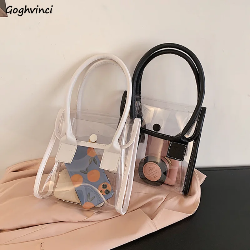 

New PVC Soft Transparent Bags Women Shoulder Jelly Bag Patchwork Beach Holiday Texture Students Preppy Trendy Clear Handbags Ins