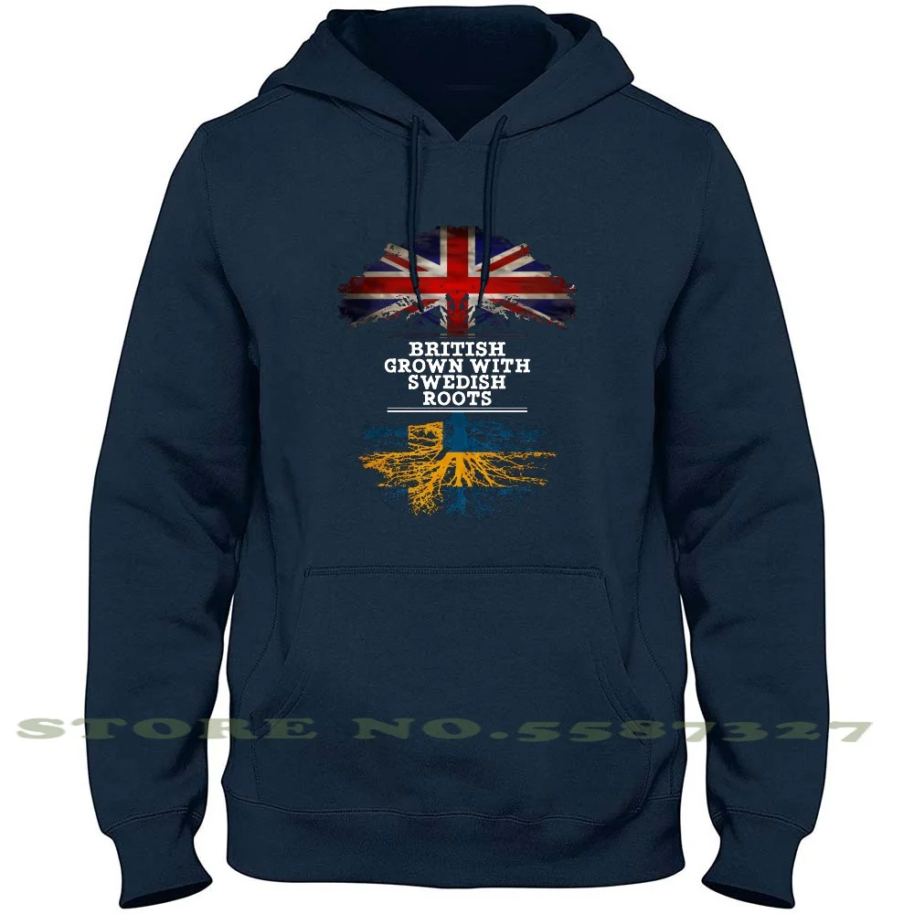 

British Grown With Swedish Roots Gift For Swedish From Sweden - Sweden Flag In Roots Long Sleeve Hoodie Sweatshirt Swedish