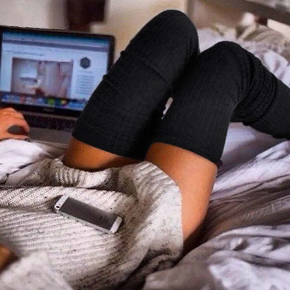 Женские чулки гетры полосатые длинные носки до бедра 2021 зимние высокие теплые