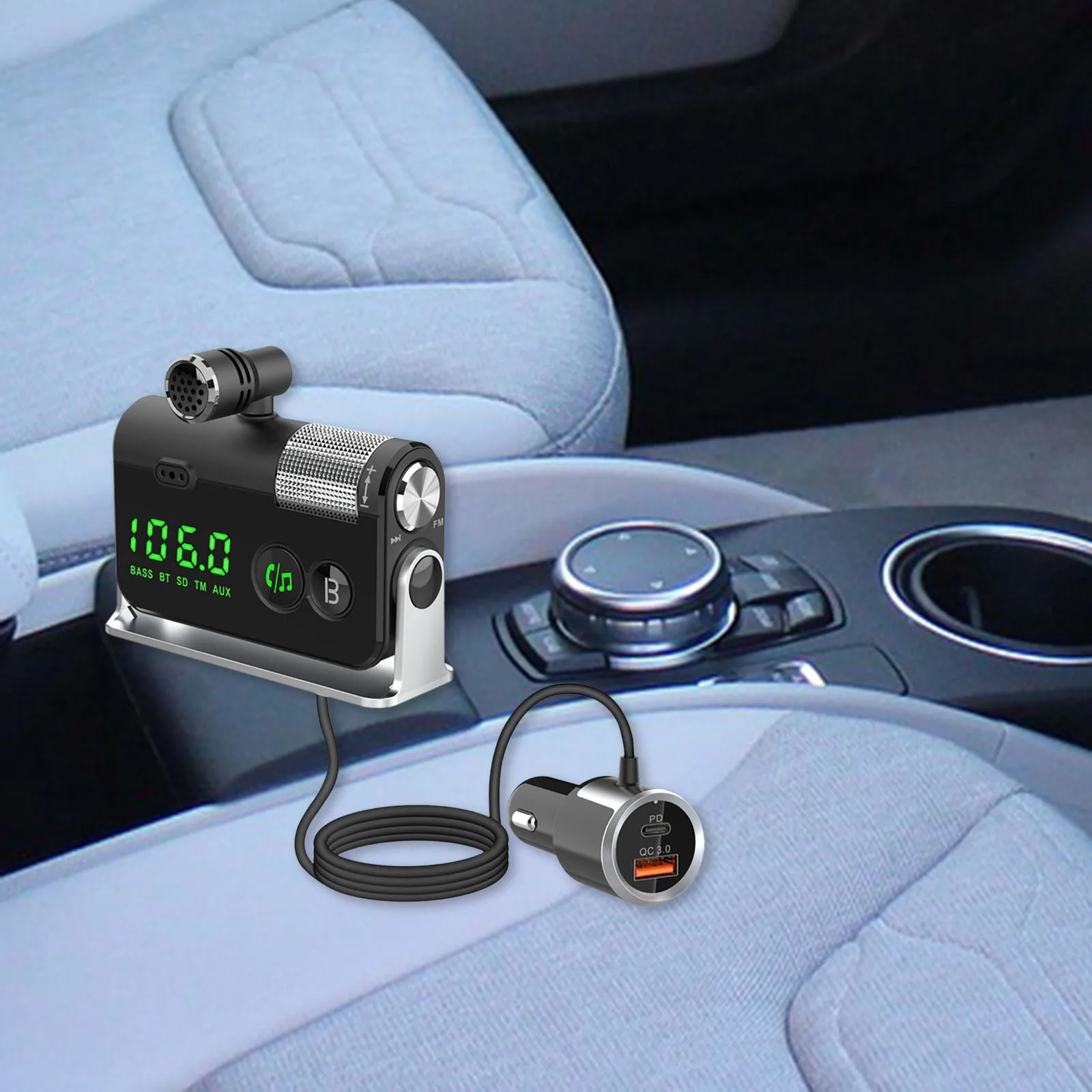 Bluetooth FM Transmitter Plug-in Microphone Wireless Car Kit for iOS Phones |