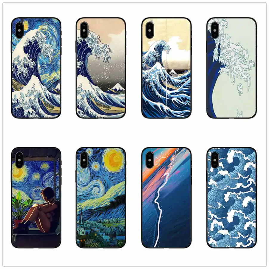 Мягкий чехол для телефона kanagawa the great wave iphone 12mini 12 11 pro Xr X Xs Max 7 8 plus 6s Se 2020 Van Gogh мягкий