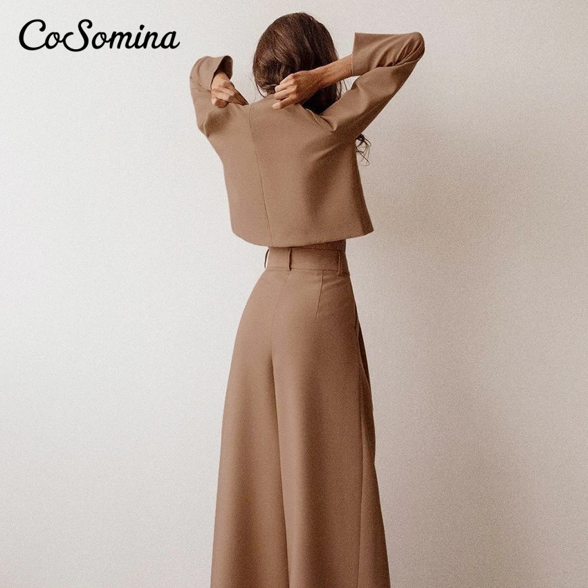 CoSomina Casual Two Pieces Women Suit Sets Wide Leg Pants And Tops Female Spring Suits High Street Ladies Tops And Pants 2021