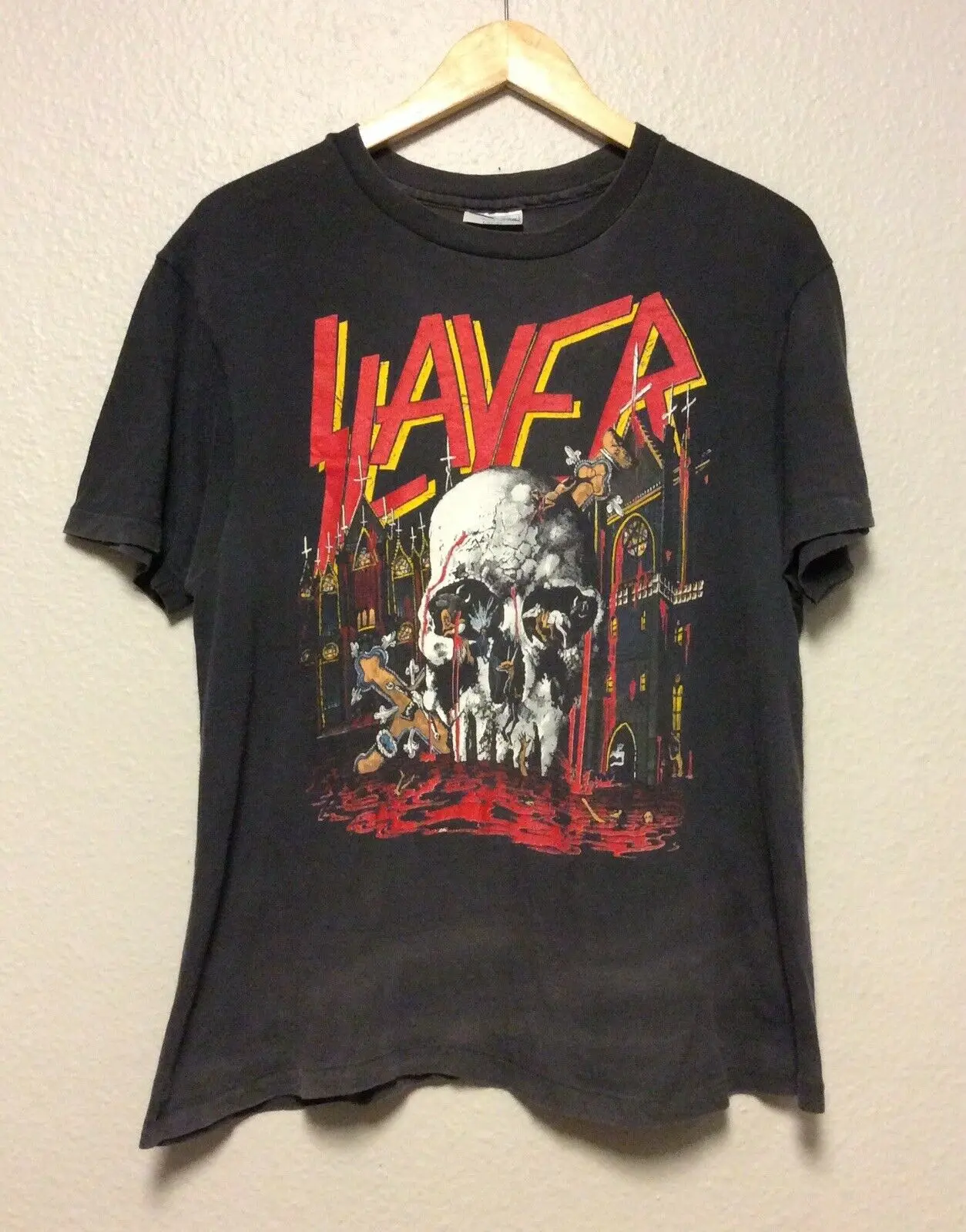 

Vintage SLAYER 1989 World Sacrifice Tour T-Shirt Medium Rare Metal Rock Grunge Different Colours High Quality 100%