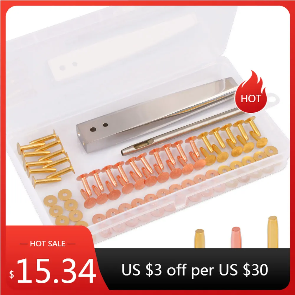 Медь латунь Reivets кожа 2 в 1 Набор заклепок 3 5 мм круглый дырокол для сумки ремень