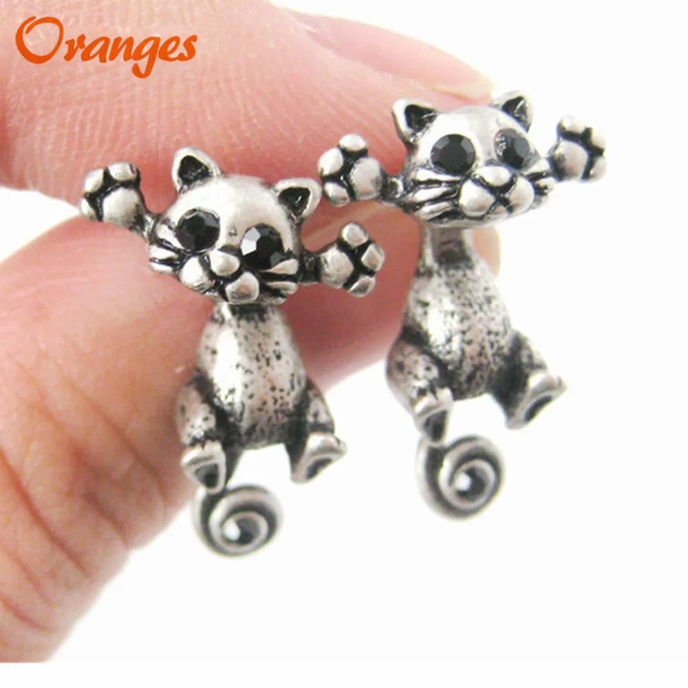 Женские серьги гвоздики в виде кота стиле панк|Серьги-гвоздики| |