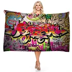 Высококачественное роскошное пляжное полотенце с граффити на заказ, мультяшное быстросохнущее полотенце для купания, душа, пляжное полотенце, Прямая поставка