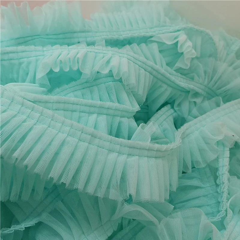 

Latest Lace Trim Guipure Ribbon Pleated Tulle Lace Fabric Wedding Dress Sewing Accessories Trimmings For Clothing dentelle LQ10