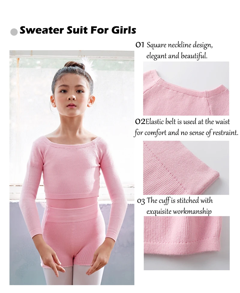 

Балетный свитер, костюм, зимняя одежда для девочек, свитер с длинным рукавом, короткие брюки, грелка для ног, костюм из 3 предметов, Детские наряды для детей
