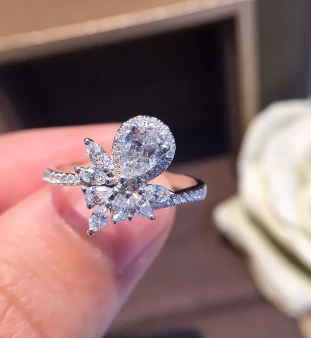 Natural Diamond 18K Gold Pure Ring Beautiful Gemstone Good Upscale Trendy Classic Party Fine Jewelry Hot Sell New 2020 | Украшения и