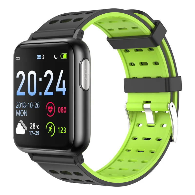 black green Спортивные Смарт-часы Для мужчин ECG+ PCG сердечного ритма крови-Давление Смарт-часы с мониторингом IP67 водонепроницаемый для xiaomi IPone X HUAWEI телефон - Цвет: black green