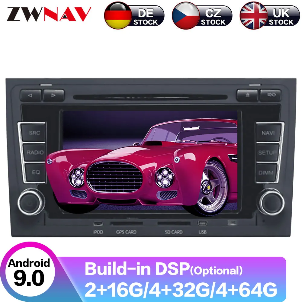 Автомагнитола на Android 10 с GPS-навигацией DVD-плеером для A4 S4 RS4 2003-2012 автомагнитола