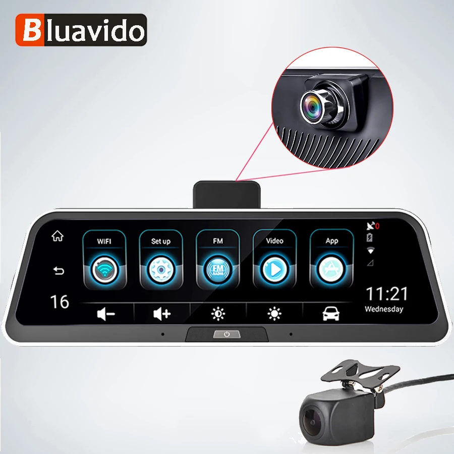 Смарт видеорегистратор Bluavido 10 дюймов 4G ADAS Android GPS навигация FHD 1080P автомобильная