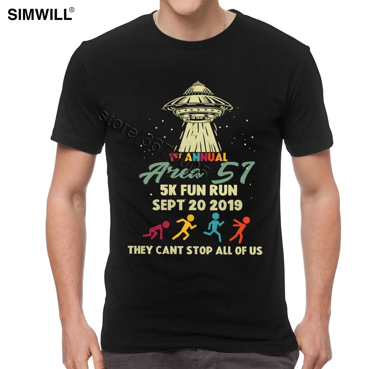 Стильная зона 51 футболка Storm Fun Run Alien UFO мужская с коротким рукавом они не могут