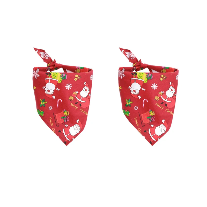 R-2pcs Бандана для собак, щенков, кошек, Рождественский ошейник, платок для питомцев, треугольные нагрудники-шарфы для чихуахуа, галстук с лосем, Санта Клаусом - Цвет: R-2pcs