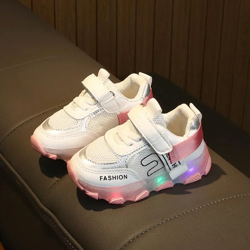 Детская спортивная обувь светящиеся Модные дышащие кроссовки для мальчиков и