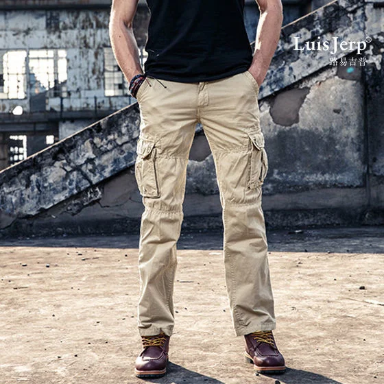 

Fashion New Spring Autumn Men Motorcycle Solid Loose Casual Cotton Cargo Pants Male Korea Style Plus Size Trousers W190